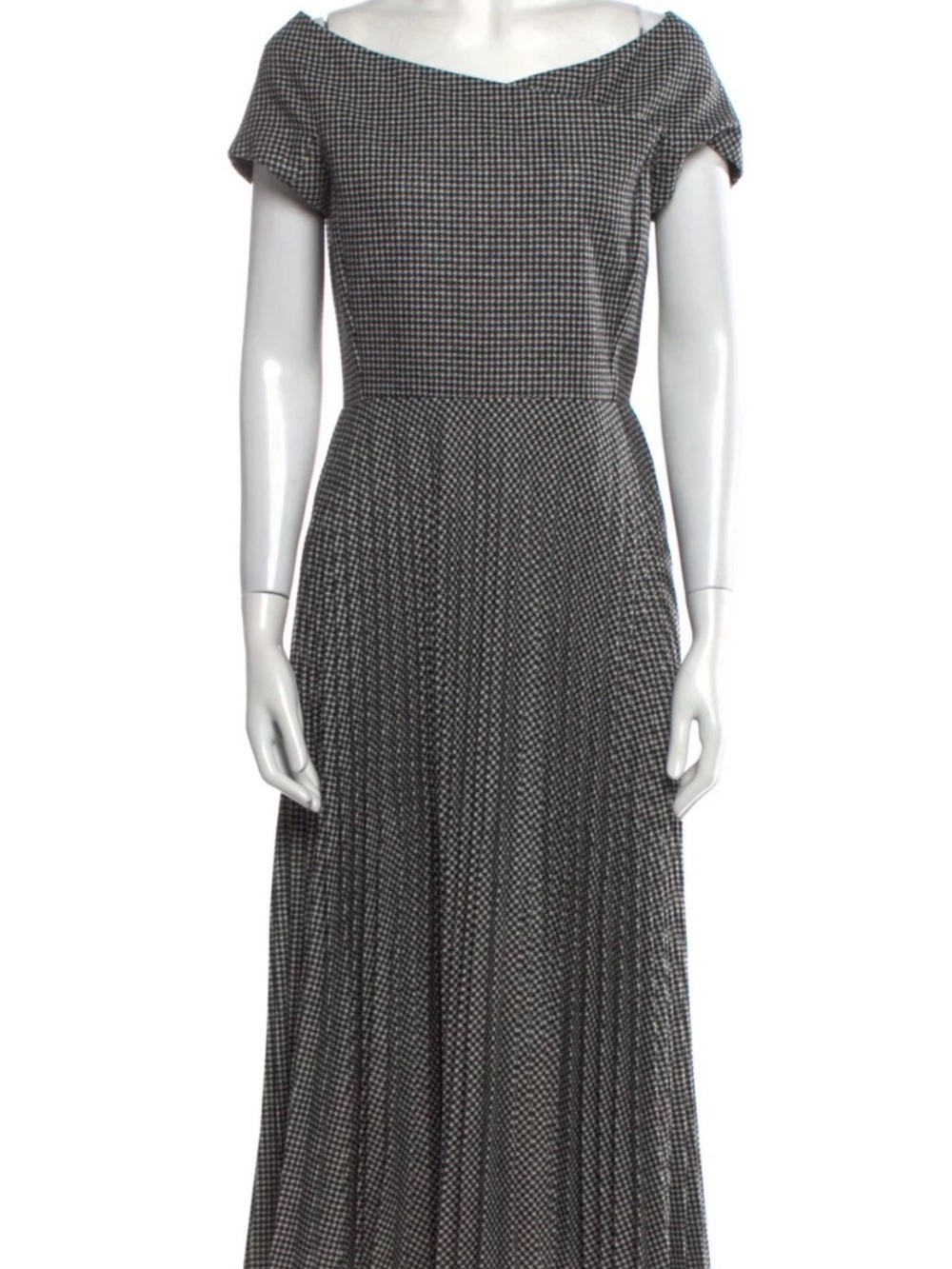 Dior Black and White Houndstooth Midi Dress